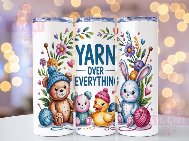 Crochet Lover Yarn Over Crafty Gift Tumbler, Yarn Tumbler Wrap, Cute Crochet Animal PNG, 20oz Sublimation Design, Yarn Over Everything, Crochet Gift Idea, Crafty Tumbler Wrap Sublimation SvggirlplusArt 