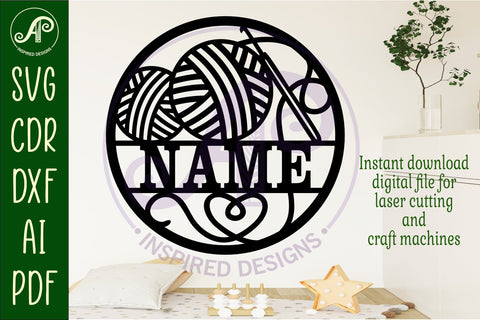 Crochet name wall art sign, SVG file SVG APInspireddesigns 