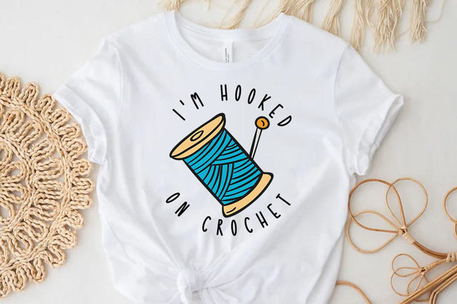 Crochet Quote Design, I am hooked on crochet SVG SVG FiveStarCrafting 