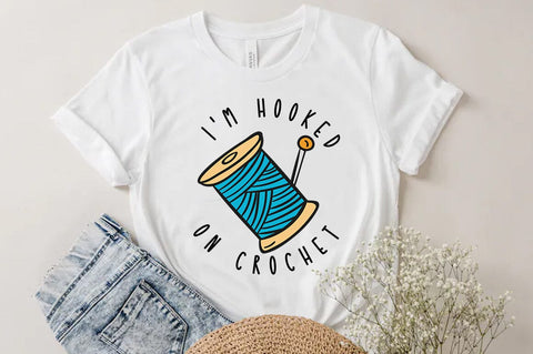 Crochet Quote Design, I am hooked on crochet SVG SVG FiveStarCrafting 