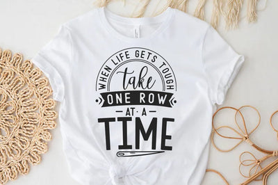Crochet Quote Design, When life gets tough take one row at a time SVG SVG FiveStarCrafting 