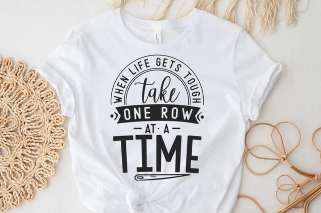 Crochet Quote Design, When life gets tough take one row at a time SVG SVG FiveStarCrafting 