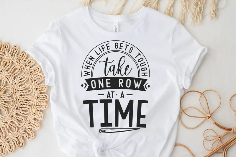 Crochet Quote Design, When life gets tough take one row at a time SVG SVG FiveStarCrafting 