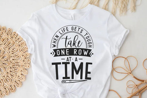 Crochet Quote Design, When life gets tough take one row at a time SVG SVG FiveStarCrafting 