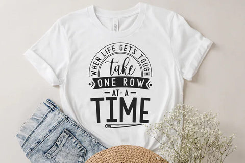 Crochet Quote Design, When life gets tough take one row at a time SVG SVG FiveStarCrafting 