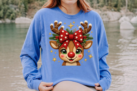 Crochet Reindeer Bow Christmas PNG Sublimation nirmal108roy 