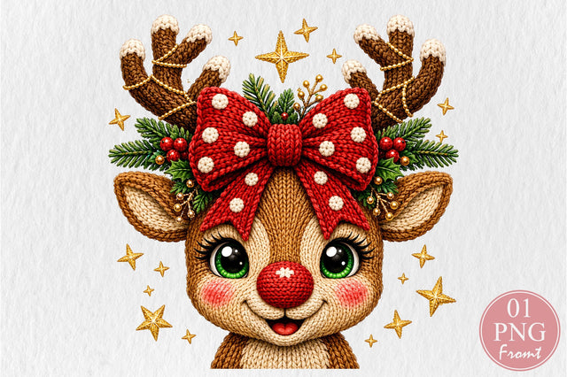 Crochet Reindeer Bow Christmas PNG Sublimation nirmal108roy 
