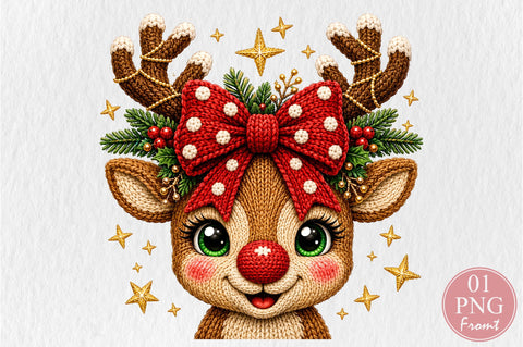Crochet Reindeer Bow Christmas PNG Sublimation nirmal108roy 