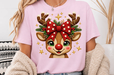 Crochet Reindeer Bow Christmas PNG Sublimation nirmal108roy 