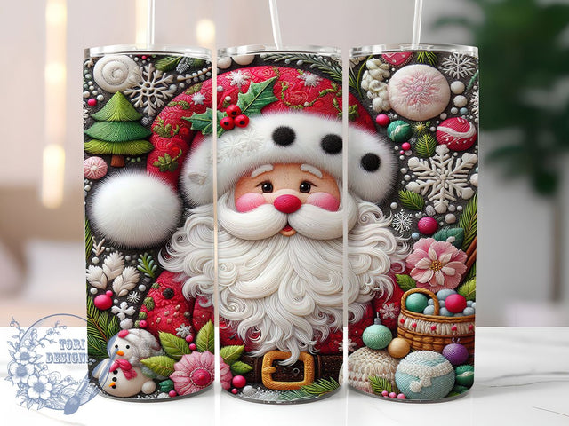 Crochet Santa Christmas Tumbler, Christmas Crochet Sublimation Design, Festive Holiday Cup Art, 20oz Xmas Tumbler, Whimsical Santa Mug, Stylish Christmas Cup, Cozy Holiday Wrap Sublimation ToriDesigns 
