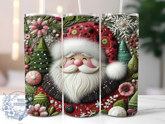 Crochet Santa Christmas Tumbler, Christmas Crochet Sublimation Design, Festive Holiday Cup Art, 20oz Xmas Tumbler, Whimsical Santa Mug, Stylish Christmas Cup, Cozy Holiday Wrap Sublimation ToriDesigns 