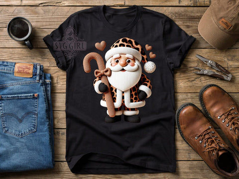 Crochet Santa Claus T-Shirt PNG, Santa Claus, Crochet Style, Holiday Vibes, Christmas Fashion, Sublimation PNG, Statement Shirt, Handmade Apparel Sublimation SvggirlplusArt 