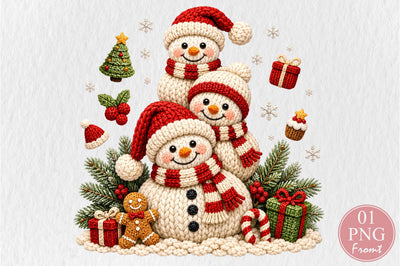 Crochet Snowman Family PNG Sublimation nirmal108roy 