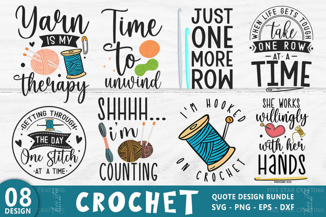 Crochet SVG Bundle, Crochet Sticker Bundle, Crochet Quote Design SVG FiveStarCrafting 