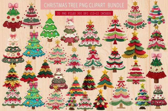 Crochet Yarn Christmas Tree PNG sublimation Bundle/31 design Sublimation designmaster24 