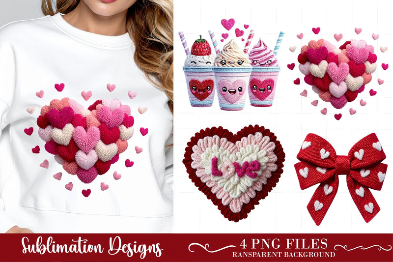 Crochet Yarn Valentine PNG Clipart Sublimation designmaster24 