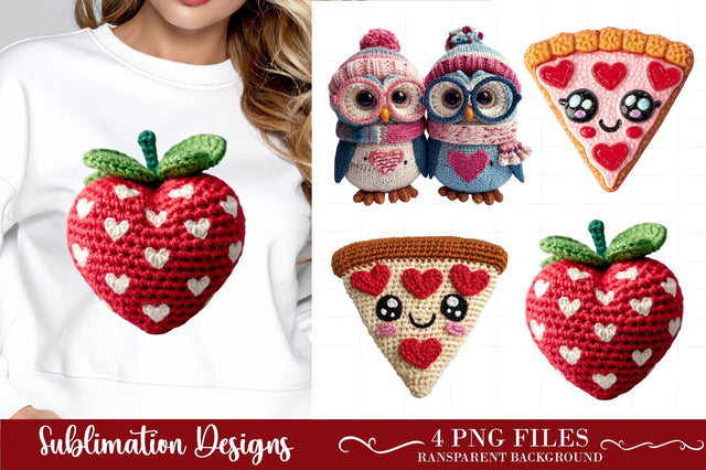 Crochet Yarn Valentine PNG Clipart Sublimation designmaster24 