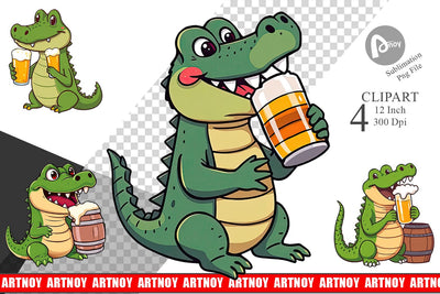 Crocodile Beer Day Clipart Sublimation artnoy 