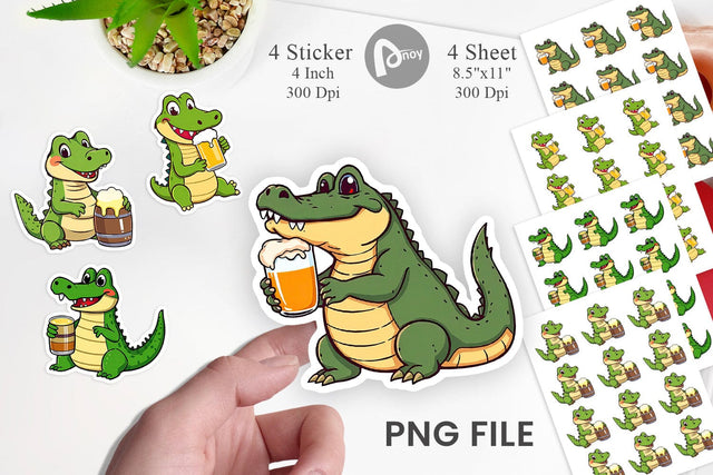Crocodile Beer Day Sticker Sublimation artnoy 
