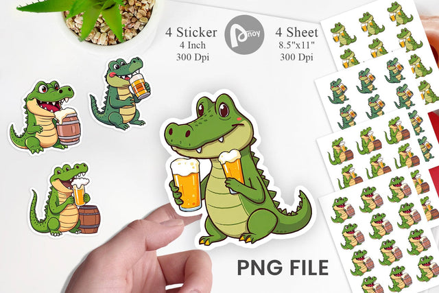 Crocodile Beer Day Sticker Sublimation artnoy 
