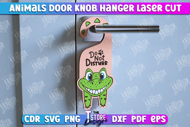 Crocodile Door Knob Hanger | Children's Room | Door Sign | Baby Animals | CNC File SVG The T Store Design 