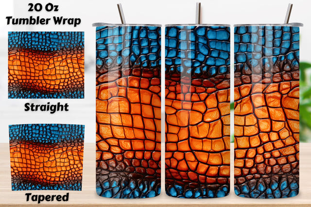 Crocodile Leather Tumbler Wrap | 20 oz | Animal Print PNG, 3D Leather Tumbler Wrap, Sublimation Design, 20 oz Skinny Tumbler, Paper Leather tumbler sublimation designs download, colorful Sublimation FloridPrintables 