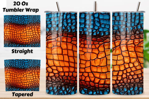 Crocodile Leather Tumbler Wrap | 20 oz | Animal Print PNG, 3D Leather Tumbler Wrap, Sublimation Design, 20 oz Skinny Tumbler, Paper Leather tumbler sublimation designs download, colorful Sublimation FloridPrintables 
