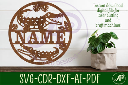 Crocodile name sign svg laser cut template SVG APInspireddesigns 