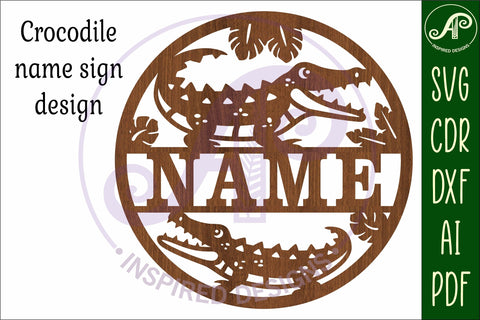 Crocodile name sign svg laser cut template SVG APInspireddesigns 