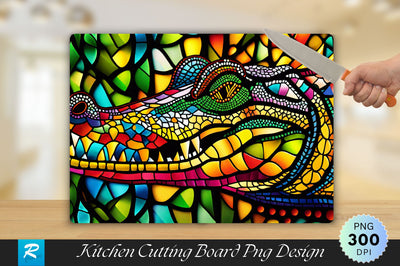 Crocodile Stained Glass Cutting Board Sublimation Regulrcrative 