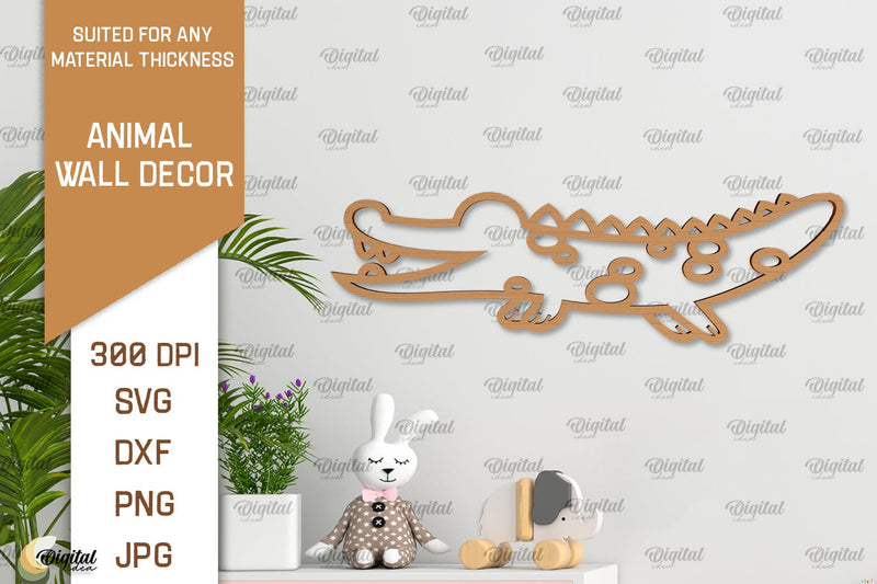 Crocodile Wall Decor Laser Cut. Baby Animals Wall Art SVG SVG Evgenyia Guschina 