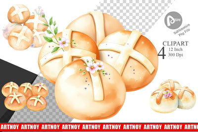 Cross Buns Clipart Sublimation artnoy 