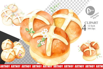 Cross Buns Clipart Sublimation artnoy 