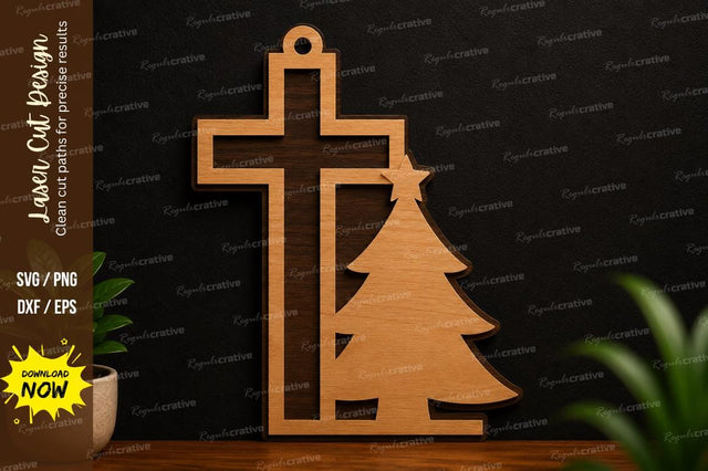 Cross Christmas Tree Laser Cut SVG Design SVG Regulrcrative 