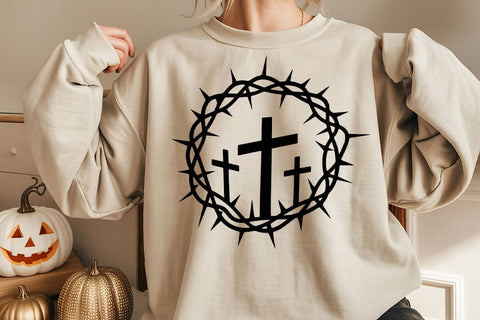 Cross & Crown of Thorns SVG Clipart: Christian Easter SVG DesignDestine 