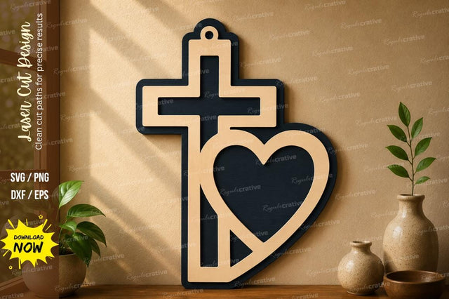 Cross Heart Design laser cut svg File SVG Regulrcrative 