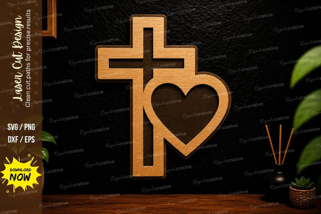 Cross Heart Laser Cut SVG Design SVG Regulrcrative 