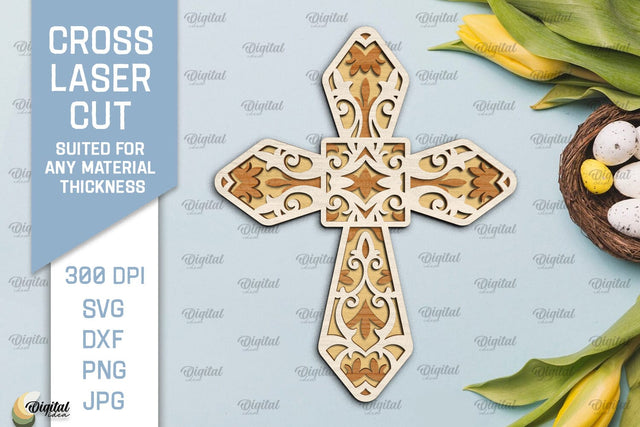 Cross Laser Cut. Multilayer Cross SVG. SVG Evgenyia Guschina 