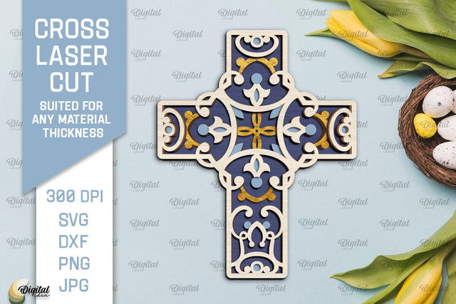 Cross Laser Cut. Multilayer Cross SVG. SVG Evgenyia Guschina 
