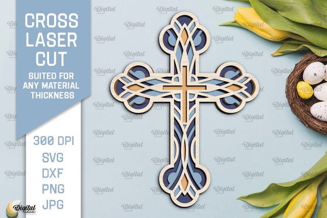 Cross Laser Cut. Multilayer Cross SVG. SVG Evgenyia Guschina 