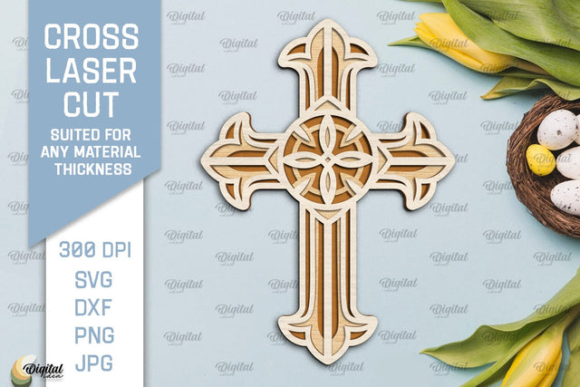 Cross Laser Cut. Multilayer Cross SVG. SVG Evgenyia Guschina 