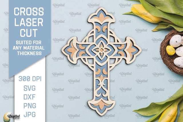 Cross Laser Cut. Multilayer Cross SVG. SVG Evgenyia Guschina 
