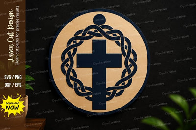 Cross Monogram SVG Laser Cut Wall Decor SVG Regulrcrative 
