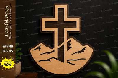 Cross Mountain Ornament Laser Cut SVG Design SVG Regulrcrative 