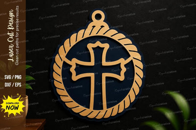 Cross Ornament SVG Christian Laser Cut Wall Decor SVG Regulrcrative 