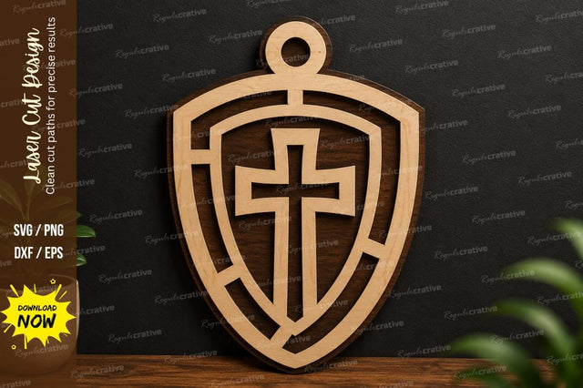 Cross Shield Ornament laser cut svg File SVG Regulrcrative 
