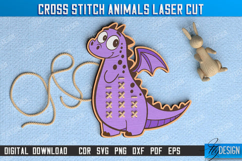 Cross Stitch Animals Bundle | Montessori Lacing | Developing Game | Educational Toy | CNC Files SVG Fly Design 