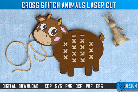 Cross Stitch Animals Bundle | Montessori Lacing | Developing Game | Educational Toy | CNC Files SVG Fly Design 