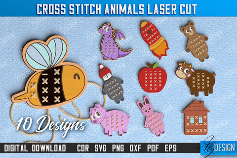Cross Stitch Animals Bundle | Montessori Lacing | Developing Game | Educational Toy | CNC Files SVG Fly Design 