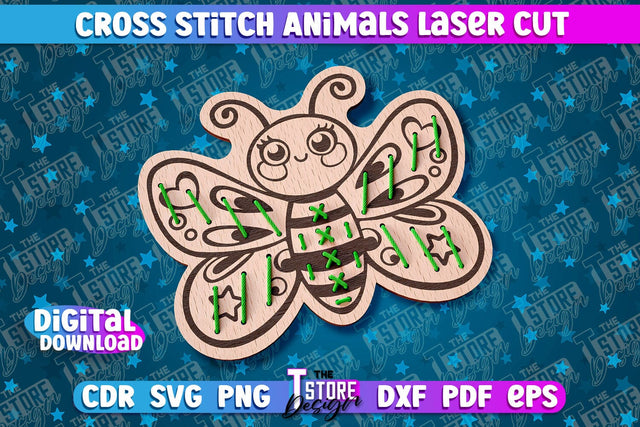 Cross Stitch Animals | Butterfly Design | Montessori Method SVG The T Store Design 